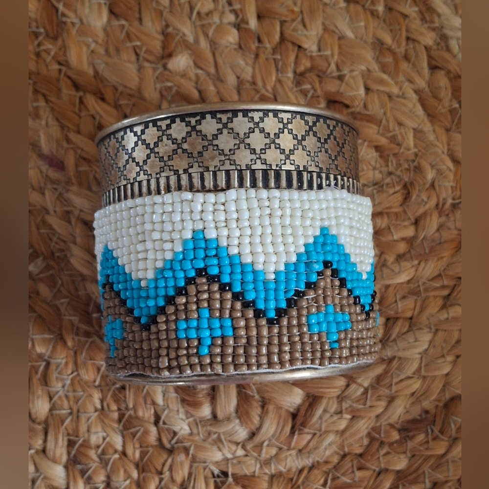 Indian beaded cuff bracelet bohemian western cowgirl boho indie